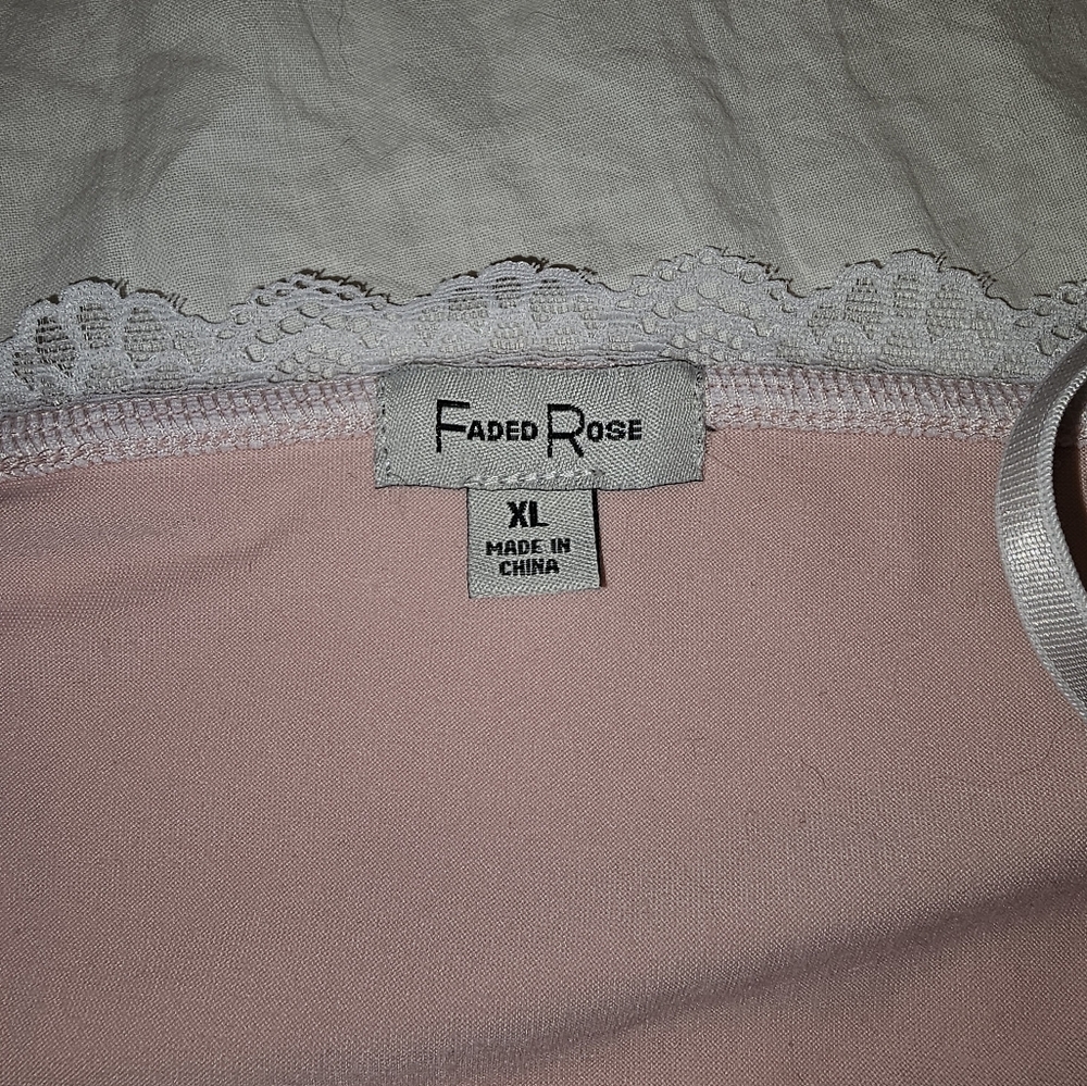 Faded Rose Pink Lace Trim Women's Cami Top XL - Picture 7 of 9
